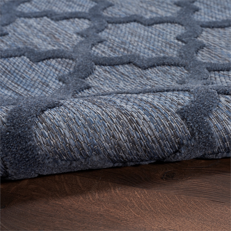 Pemberly Row Easy Care 8' x 10' Navy Blue Indoor/Outdoor Rug