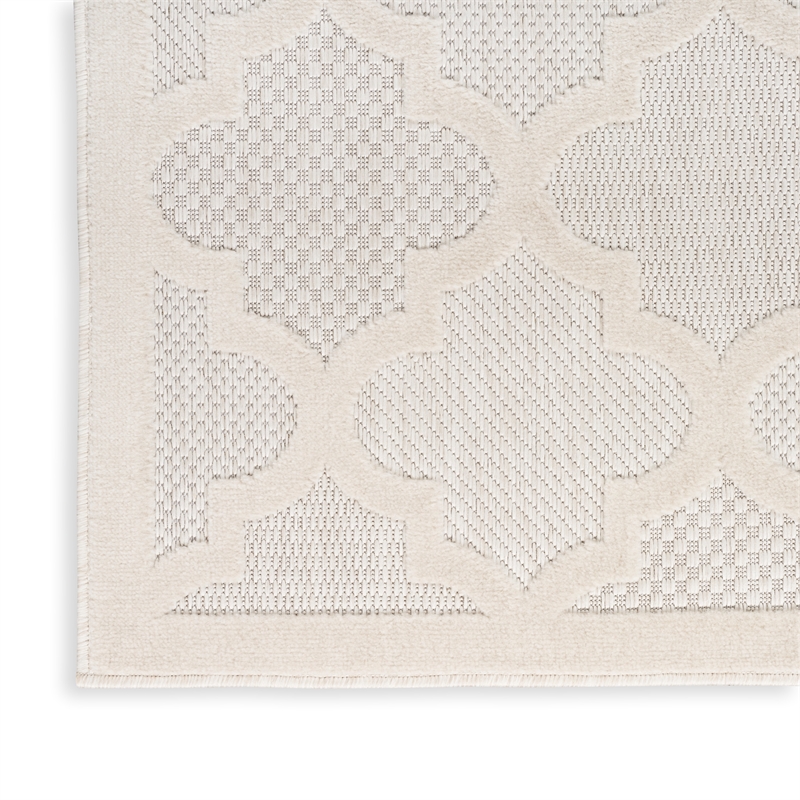 Pemberly Row Easy Care 9' x 12' Ivory/White Fabric Modern Area Rug