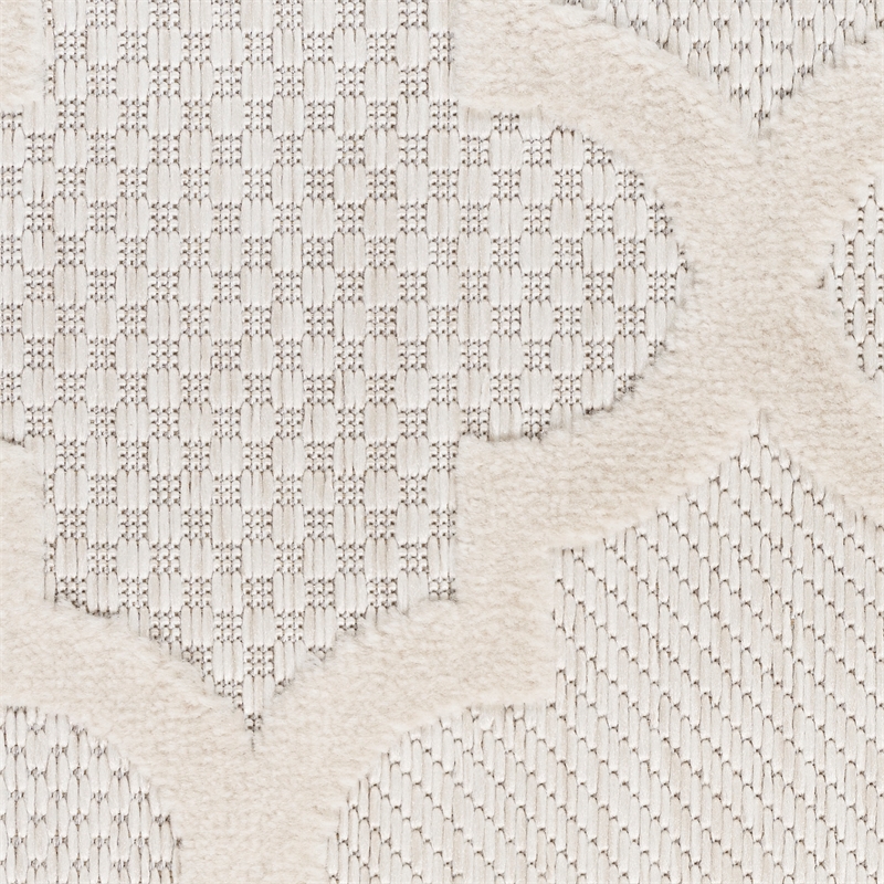 Pemberly Row Easy Care 9' x 12' Ivory/White Fabric Modern Area Rug