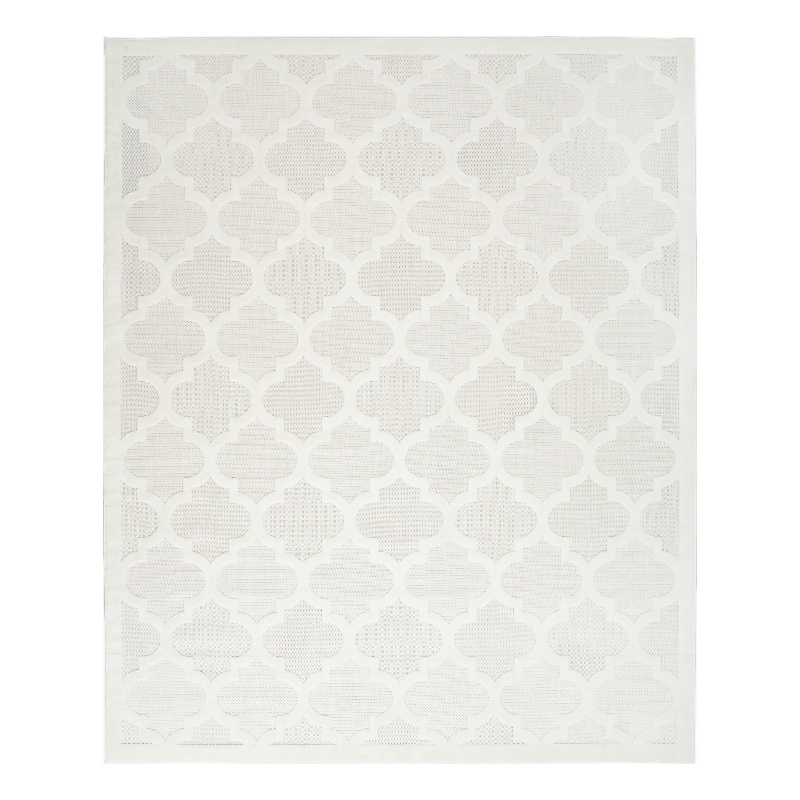 Pemberly Row Easy Care 9' x 12' Ivory/White Fabric Modern Area Rug