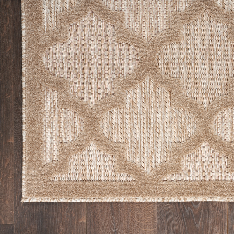 Pemberly Row Easy Care 9' x 12' Natural Beige Fabric Modern Area Rug