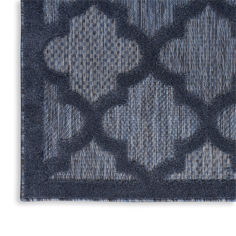 Pemberly Row Easy Care 9' x 12' Navy Blue Fabric Indoor/Outdoor Rug