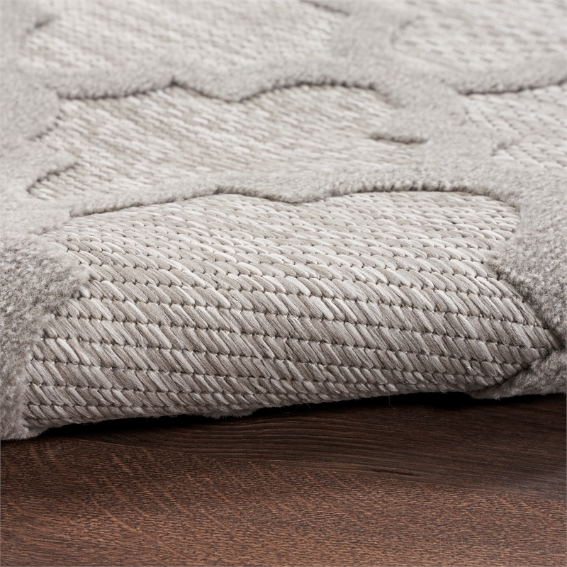 Pemberly Row Easy Care 9' x 12' Silver Gray Fabric Modern Area Rug