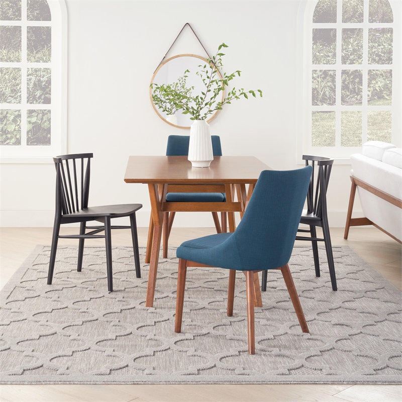 Pemberly Row Easy Care 9' x 12' Silver Gray Fabric Modern Area Rug