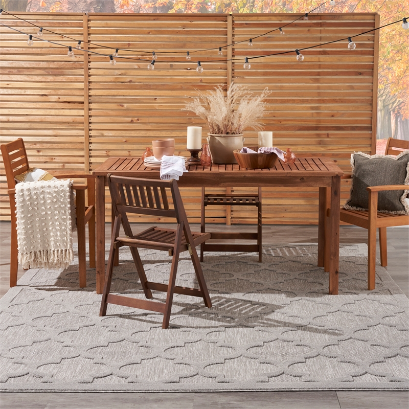Pemberly Row Easy Care 9' x 12' Silver Gray Fabric Modern Area Rug
