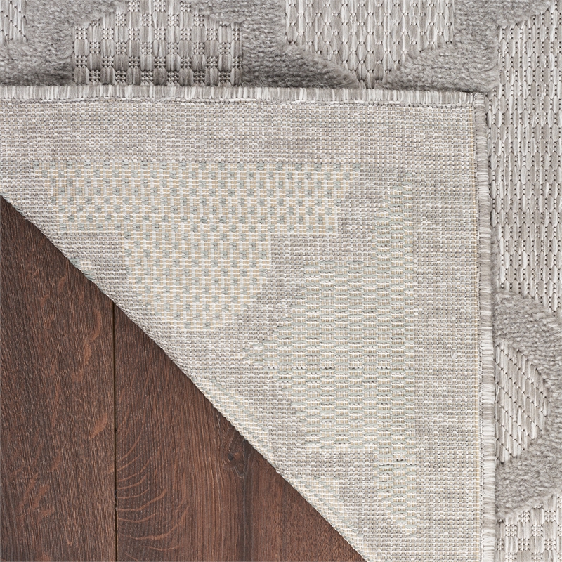 Pemberly Row Easy Care 9' x 12' Silver Gray Fabric Modern Area Rug