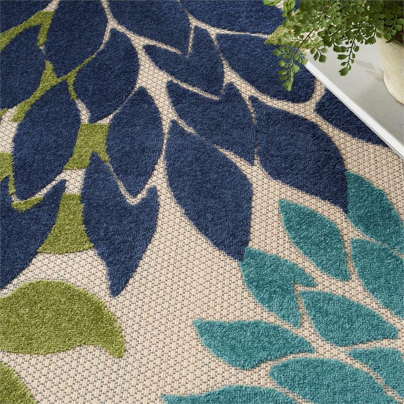 Pemberly Row 9' x 12' Fabric Indoor/Outdoor Rug in Multi-Color