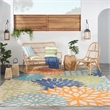 Pemberly Row 9' x 12' Fabric Indoor/Outdoor Rug in Multi-Color