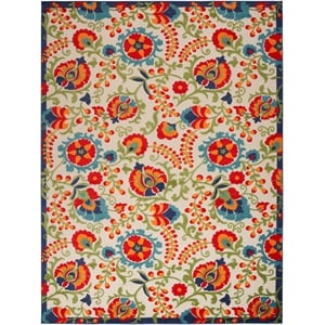 Pemberly Row Contemporary 9' x 12' Multicolor Fabric Farmhouse Area Rug
