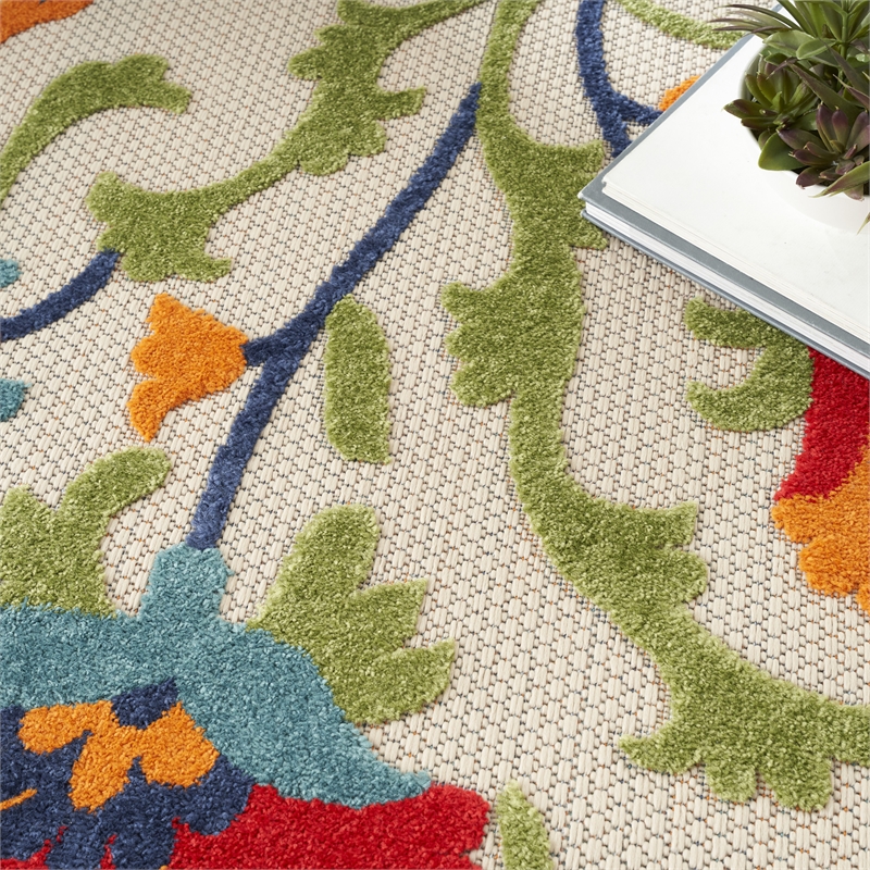 Pemberly Row 9' x 12' Red/Multi Outdoor Indoor/Outdoor Rug Polypropylene