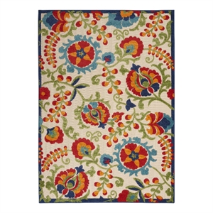 Pemberly Row Contemporary 6' x 9' Multicolor Fabric Farmhouse Area Rug