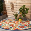 Pemberly Row Contemporary 8' Round Multicolor Fabric Farmhouse Area Rug