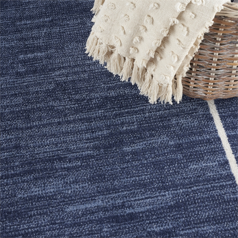 Pemberly Row 5' x 7' Navy/Ivory Contemporary Rug Polypropylene