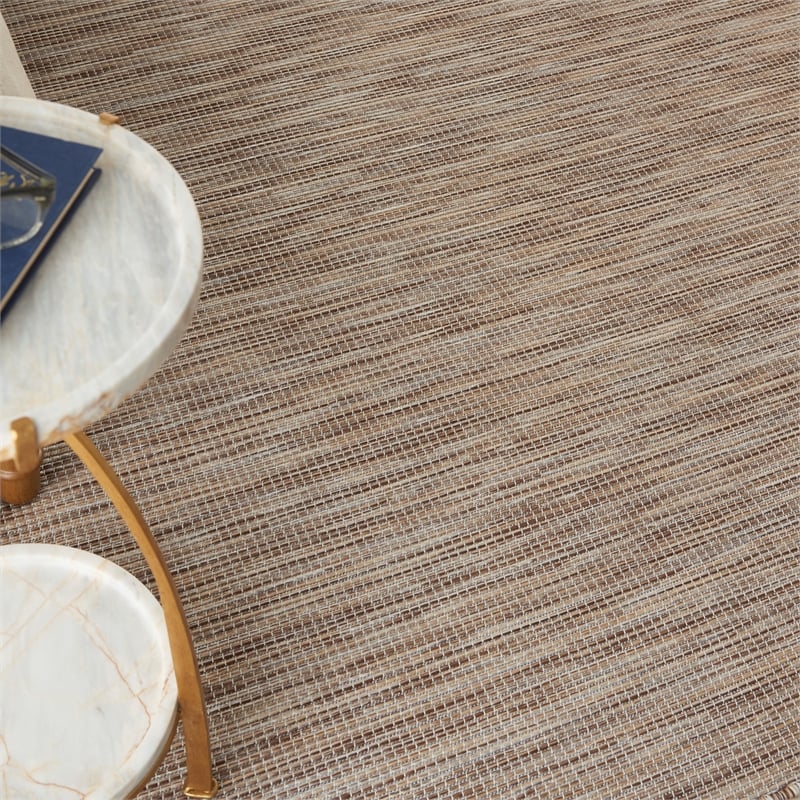 Pemberly Row Contemporary 5' x 7' Beige Fabric Indoor/Outdoor Modern Rug