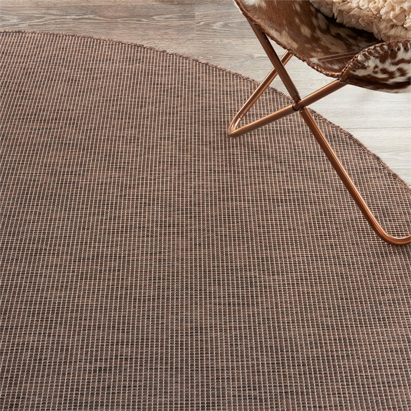 Pemberly Row Contemporary 8' Round Natural Fabric Modern Area Rug