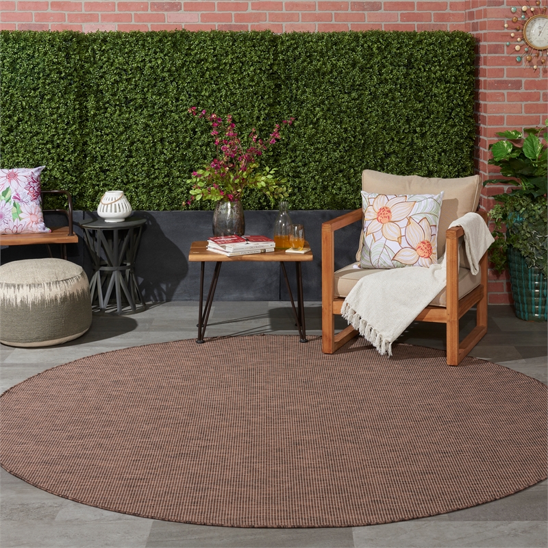 Pemberly Row Contemporary 8' Round Natural Fabric Modern Area Rug
