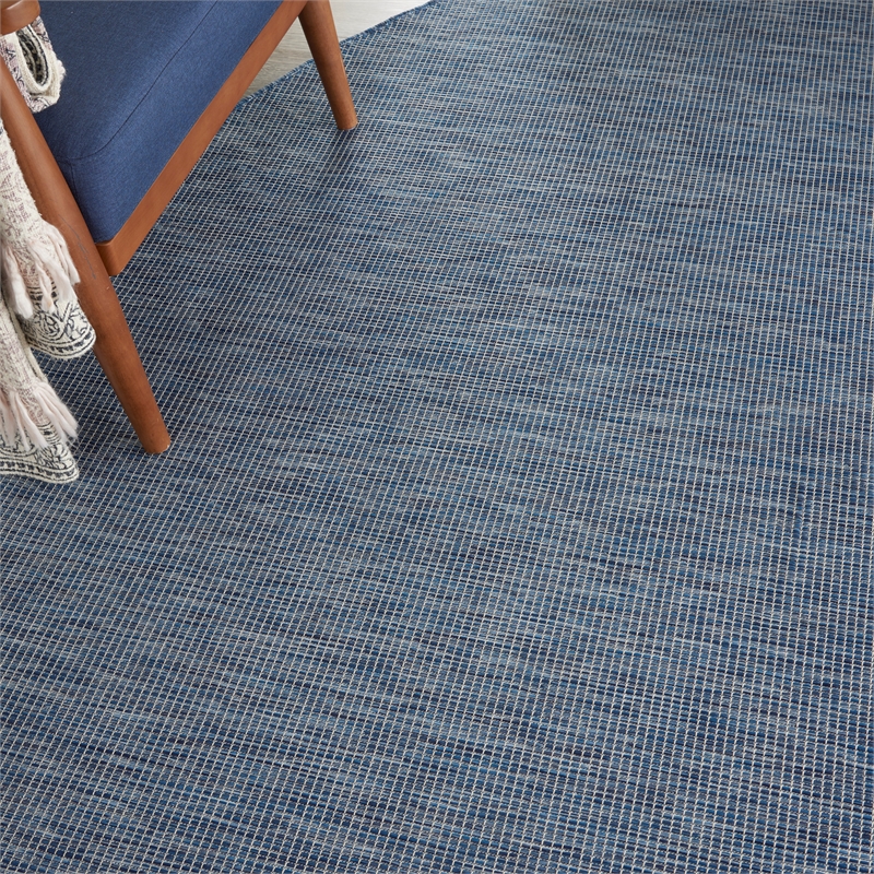 Pemberly Row Contemporary 8' Round Navy Blue Fabric Modern Area Rug