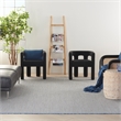 Pemberly Row Contemporary 10' x 14' Ivory Blue Fabric Modern Area Rug