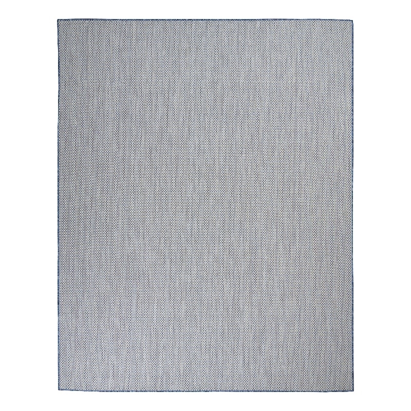 Pemberly Row Contemporary 10' x 14' Ivory Blue Fabric Modern Area Rug