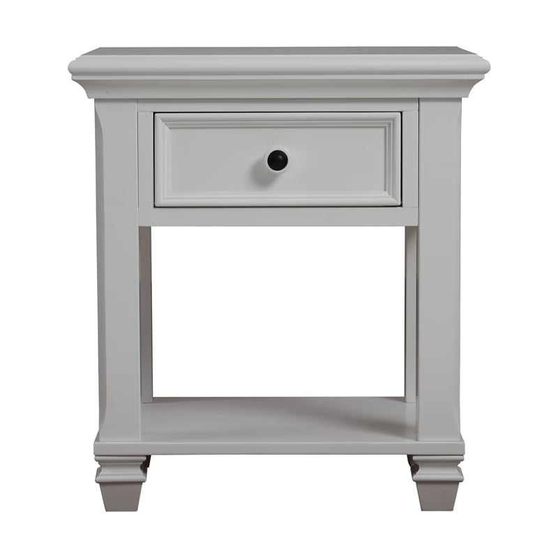 Pemberly Row Traditional Wood Nightstand in Pure White Finish
