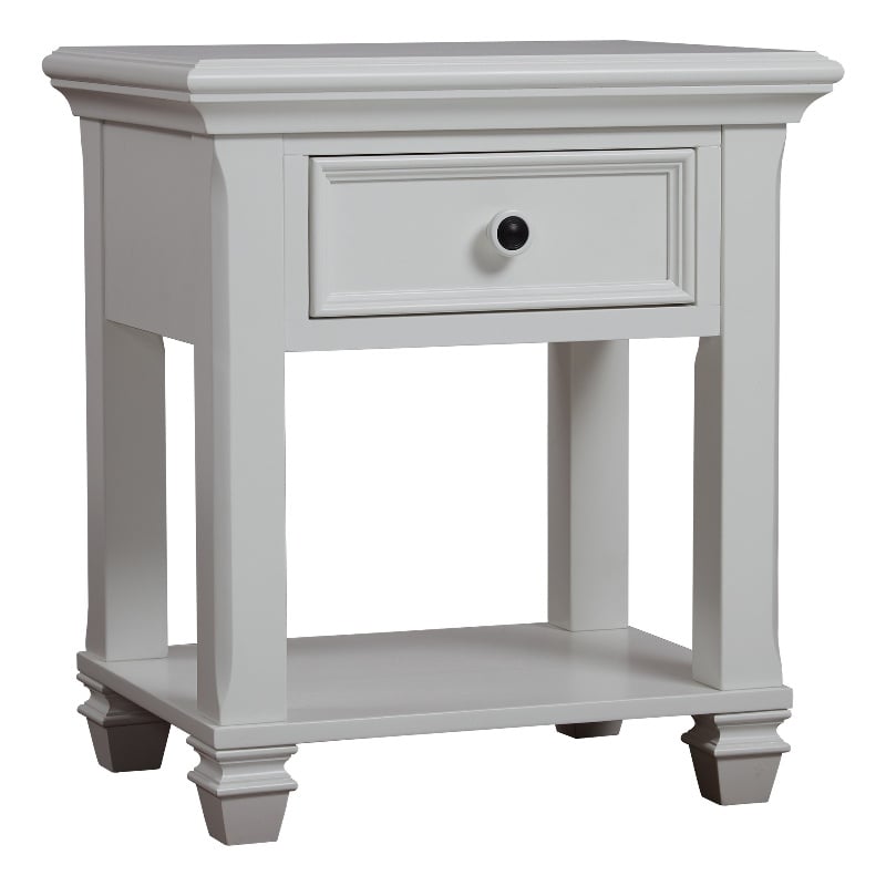Pemberly Row Traditional Wood Nightstand in Pure White Finish