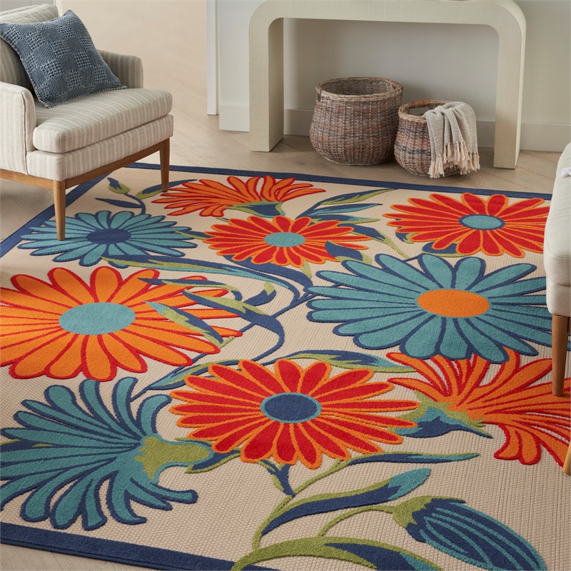 Pemberly Row 9' x 12' Multicolor Fabric Contemporary Area Rug