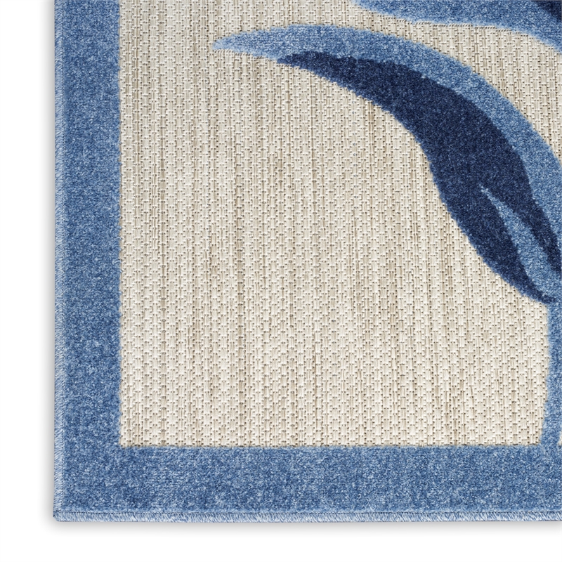 Pemberly Row Contemporary 4' x 6' Blue Gray Fabric Contemporary Area Rug