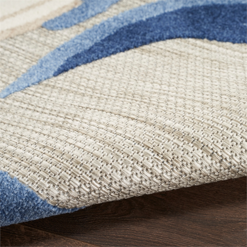 Pemberly Row Contemporary 4' x 6' Blue Gray Fabric Contemporary Area Rug