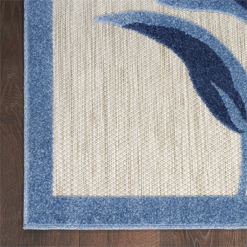 Pemberly Row Contemporary 4' x 6' Blue Gray Fabric Contemporary Area Rug