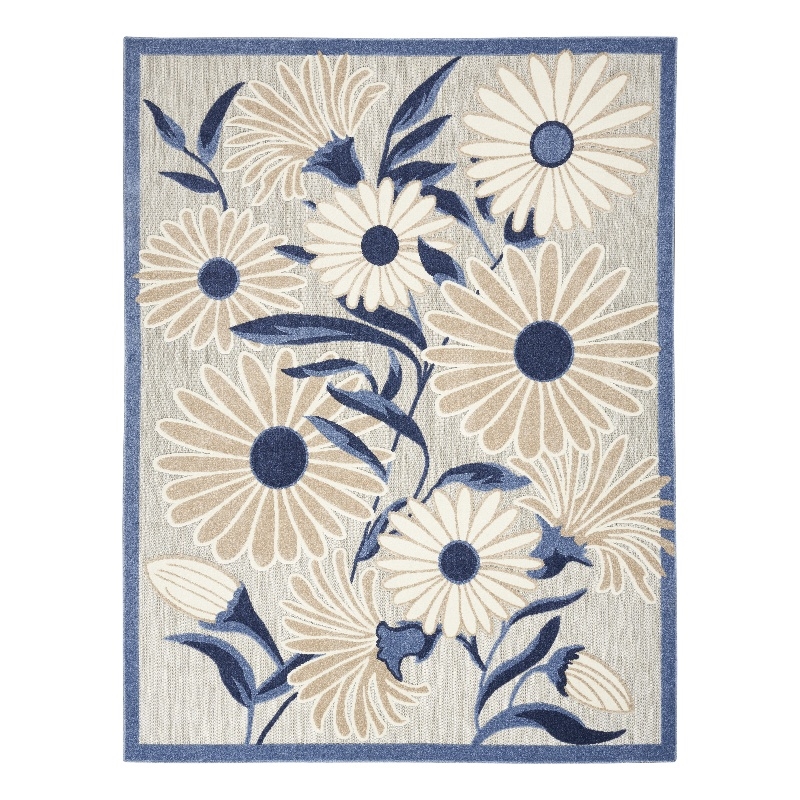 Pemberly Row Contemporary 4' x 6' Blue Gray Fabric Contemporary Area Rug
