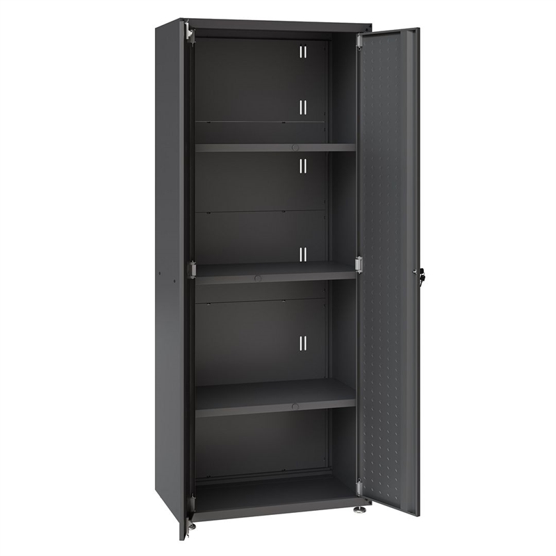 Pemberly Row Contemporary Tall Metal Garage Cabinet in Charcoal