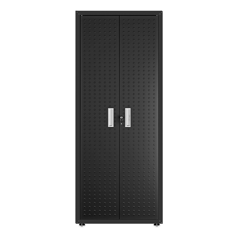 Pemberly Row Contemporary Tall Metal Garage Cabinet in Charcoal