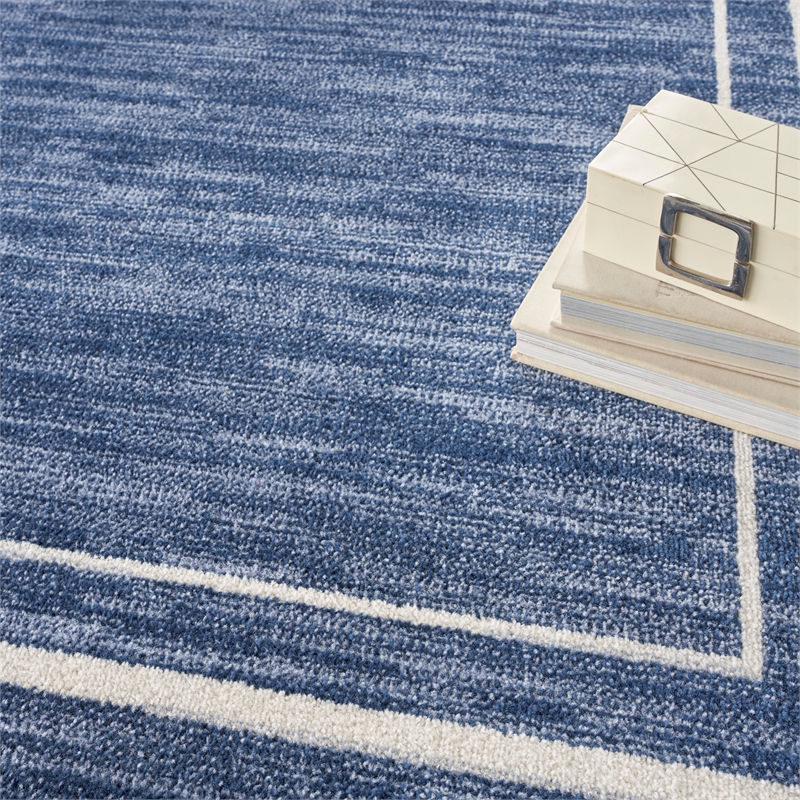 Pemberly Row 5' x Square Navy/Ivory Contemporary Indoor/Outdoor Rug