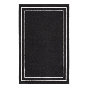 Pemberly Row 2' x 4' Black Ivory Contemporary Indoor/Outdoor Rug