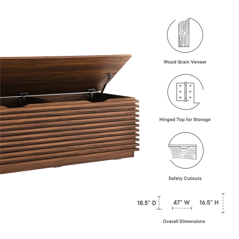 Pemberly Row Particleboard and Laminate Storage Bench in Walnut