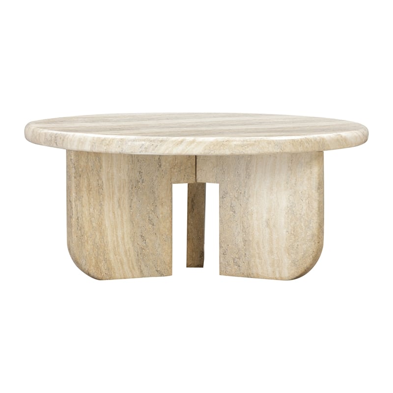 Pemberley Row Concrete Tan Coffee Table Round Modern