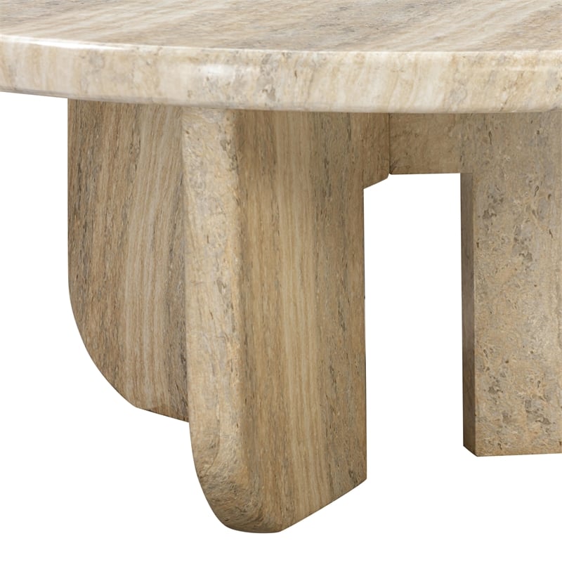Pemberley Row Concrete Tan Coffee Table Round Modern