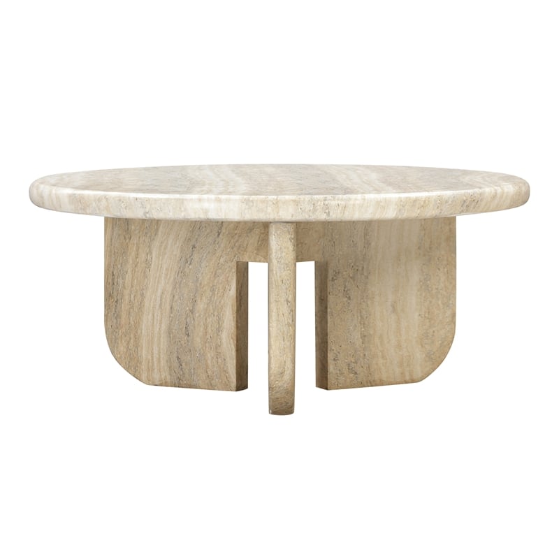 Pemberley Row Concrete Tan Coffee Table Round Modern