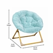 Pemberly Row Contemporary Fabric Kids Folding Saucer Chair in Aqua Blue