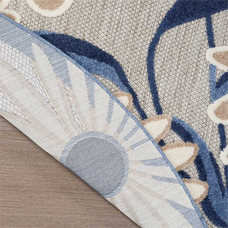 Pemberly Row 5' Round Blue Gray Fabric Contemporary Area Rug