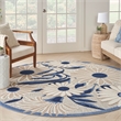 Pemberly Row 5' Round Blue Gray Fabric Contemporary Area Rug
