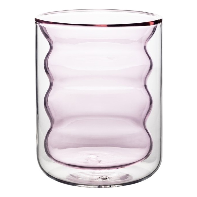 Pemberly Row Waves Transitional Glass Water Glasses in Blush (Set of 4)