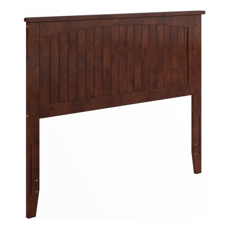 Pemberly Row Contemporary Full Wood Panel Headboard in Walnut