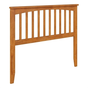 Pemberly Row Contemporary Full Wood Headboard in Light Toffee