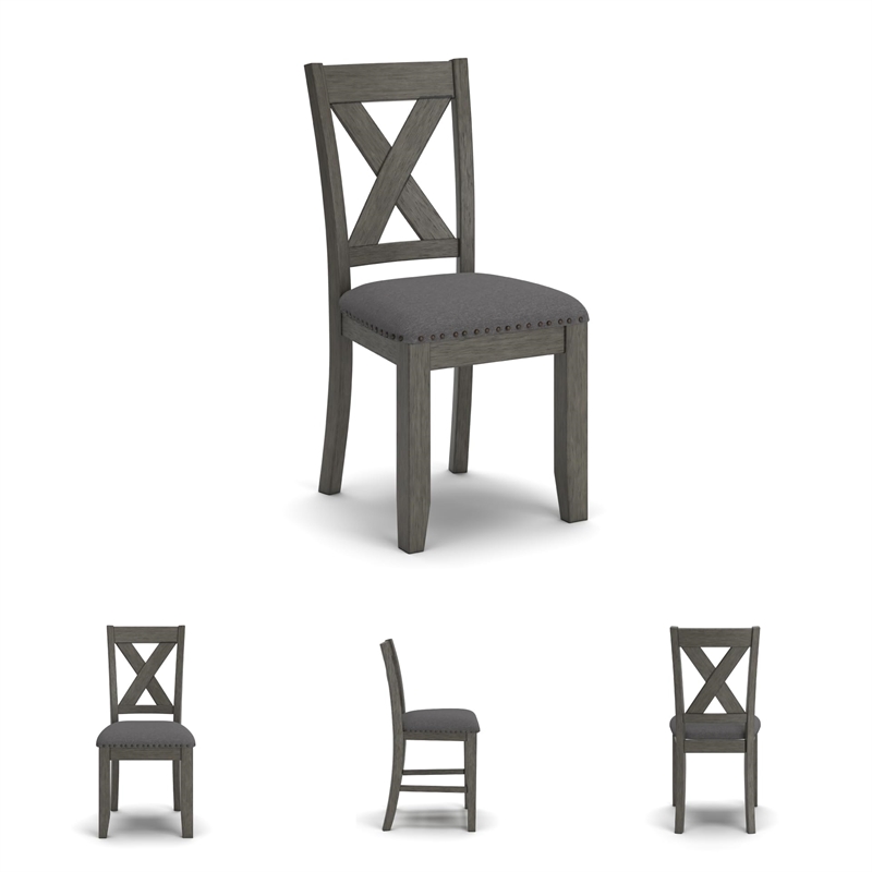 Pemberly Row Contemporary Gray Dining Table and Chairs - Set of 7