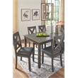 Pemberly Row Contemporary Gray Dining Table and Chairs - Set of 7