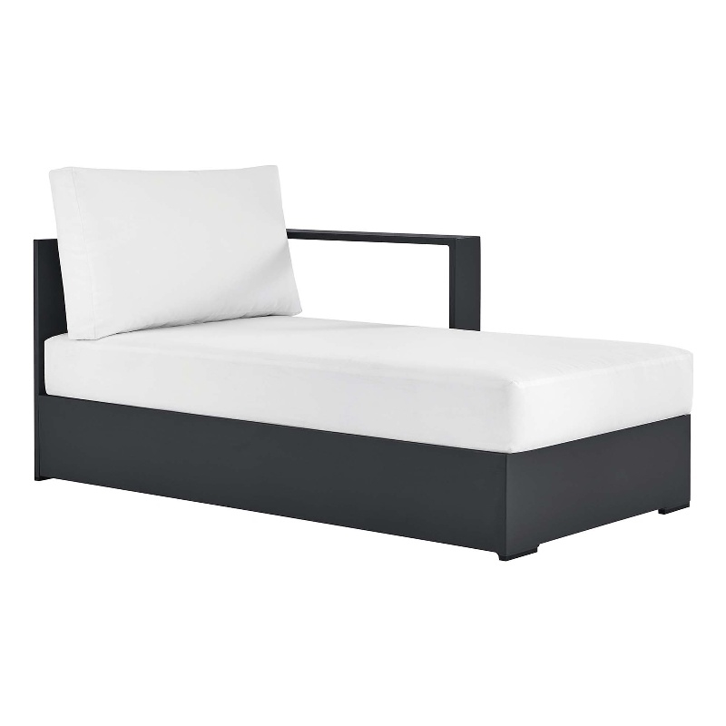 Pemberly Row Modular Right-Facing Chaise Lounge in Gray White