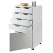 Pemberly Row Bins and Drawers Multi Storage Tall Mobile Cabinet in White