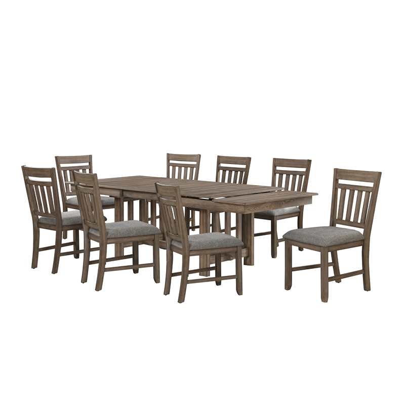Pemberly Row Contemporary 9-Piece Wood Dining Set in Walnut Finish