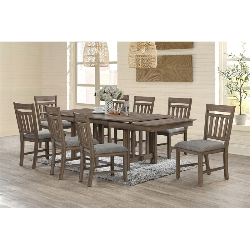 Pemberly Row Contemporary 9-Piece Wood Dining Set in Walnut Finish